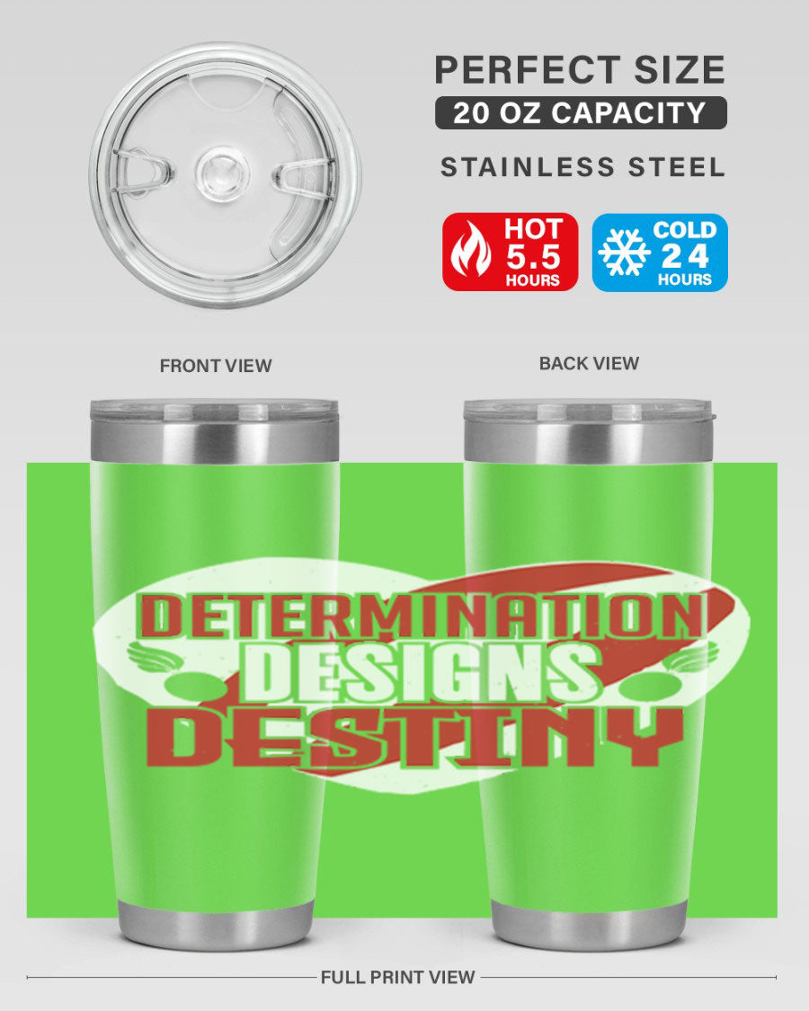 Determination Designs Style 17# Fourt Of July Tumbler featuring a patriotic design, double wall vacuum insulation, and a press-in lid.