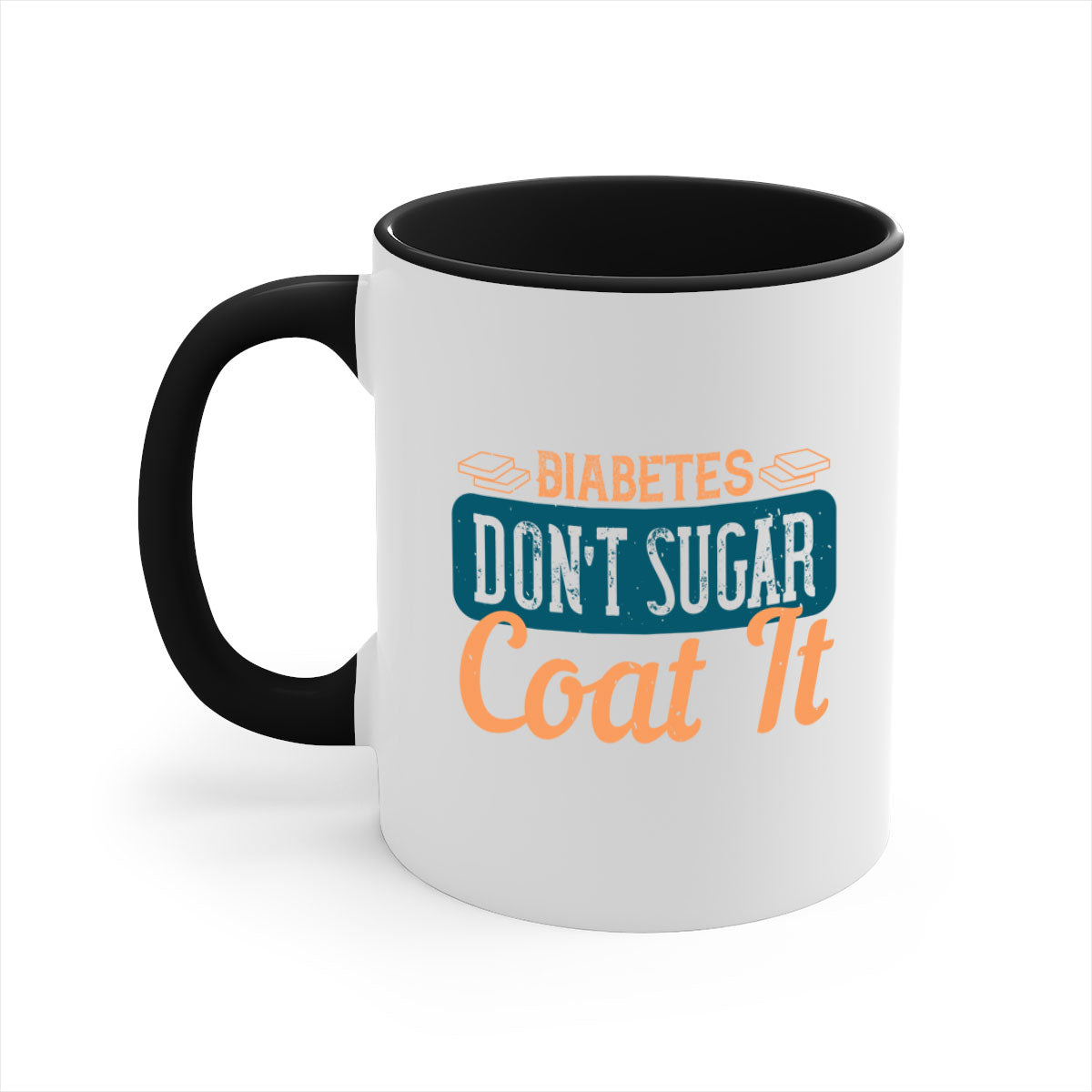 Diabetes Don’t Sugar Coat It Style 2# Mug with colorful handle and interior, showcasing its glossy finish.