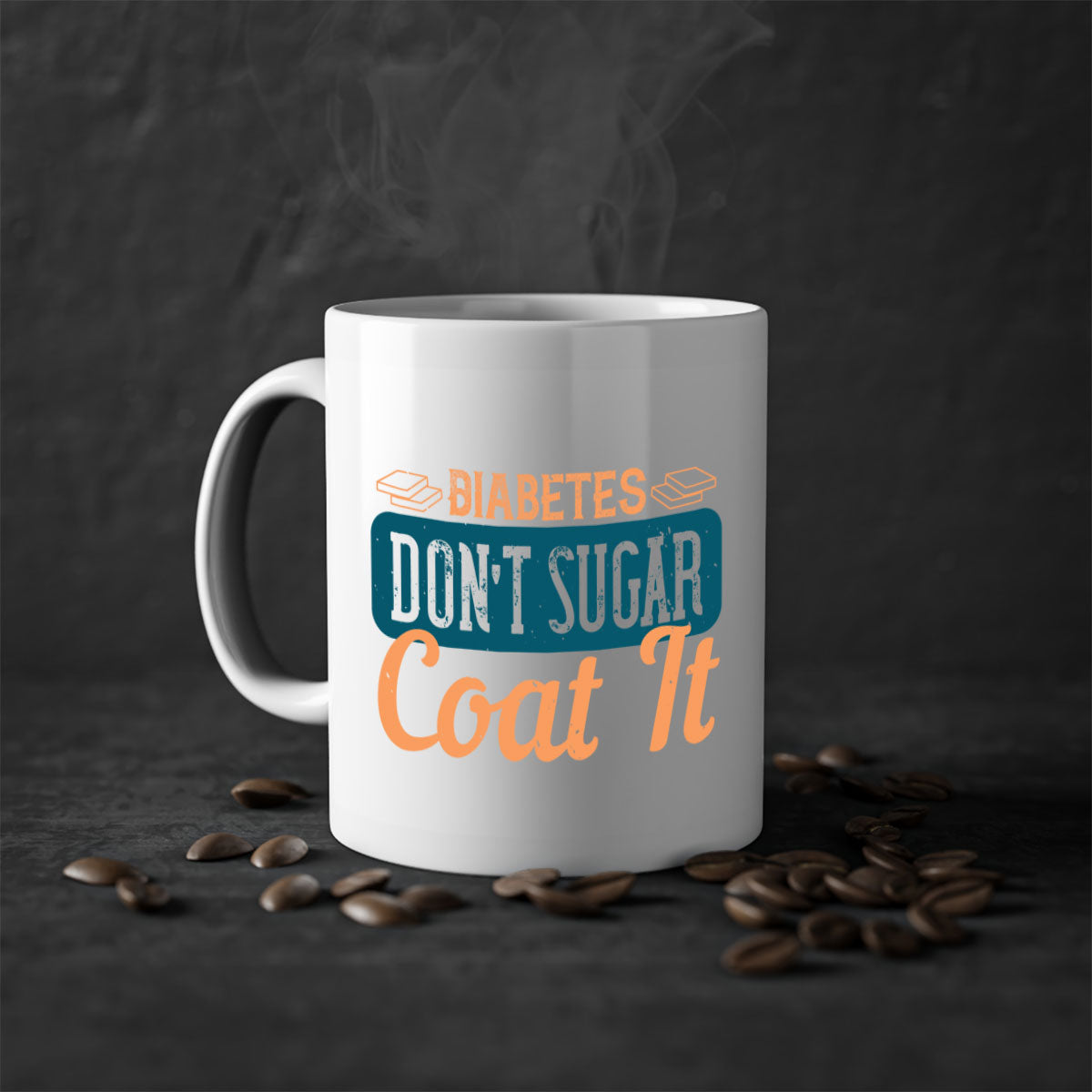 Diabetes Don’t Sugar Coat It Style 2# Mug with colorful handle and interior, showcasing its glossy finish.