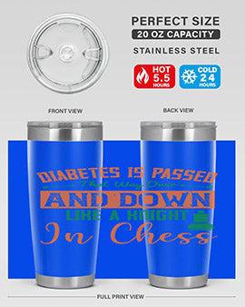 A stylish Diabetes-themed tumbler featuring a knight chess design, made of stainless steel with a copper lining, perfect for hot and cold beverages.