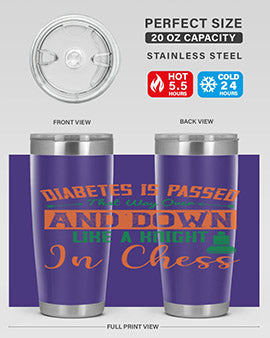 A stylish Diabetes-themed tumbler featuring a knight chess design, made of stainless steel with a copper lining, perfect for hot and cold beverages.
