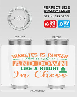 A stylish Diabetes-themed tumbler featuring a knight chess design, made of stainless steel with a copper lining, perfect for hot and cold beverages.