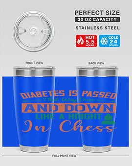 A stylish Diabetes-themed tumbler featuring a knight chess design, made of stainless steel with a copper lining, perfect for hot and cold beverages.