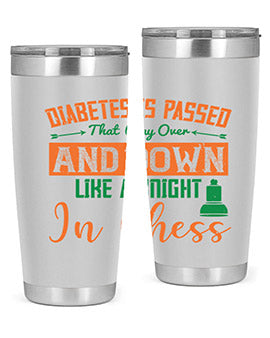 A stylish Diabetes-themed tumbler featuring a knight chess design, made of stainless steel with a copper lining, perfect for hot and cold beverages.