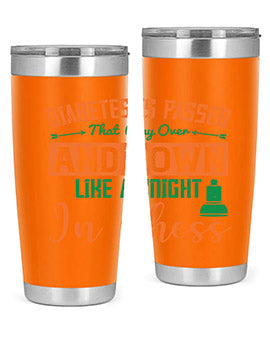 A stylish Diabetes-themed tumbler featuring a knight chess design, made of stainless steel with a copper lining, perfect for hot and cold beverages.