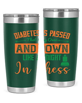 A stylish Diabetes-themed tumbler featuring a knight chess design, made of stainless steel with a copper lining, perfect for hot and cold beverages.