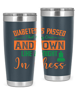 A stylish Diabetes-themed tumbler featuring a knight chess design, made of stainless steel with a copper lining, perfect for hot and cold beverages.