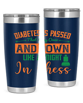 A stylish Diabetes-themed tumbler featuring a knight chess design, made of stainless steel with a copper lining, perfect for hot and cold beverages.