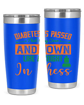 A stylish Diabetes-themed tumbler featuring a knight chess design, made of stainless steel with a copper lining, perfect for hot and cold beverages.
