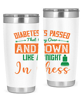 A stylish Diabetes-themed tumbler featuring a knight chess design, made of stainless steel with a copper lining, perfect for hot and cold beverages.
