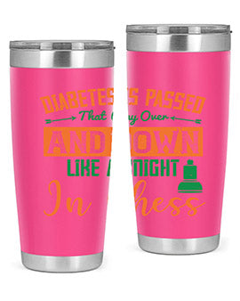 A stylish Diabetes-themed tumbler featuring a knight chess design, made of stainless steel with a copper lining, perfect for hot and cold beverages.