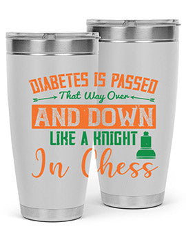 A stylish Diabetes-themed tumbler featuring a knight chess design, made of stainless steel with a copper lining, perfect for hot and cold beverages.