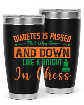 A stylish Diabetes-themed tumbler featuring a knight chess design, made of stainless steel with a copper lining, perfect for hot and cold beverages.