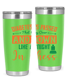 A stylish Diabetes-themed tumbler featuring a knight chess design, made of stainless steel with a copper lining, perfect for hot and cold beverages.