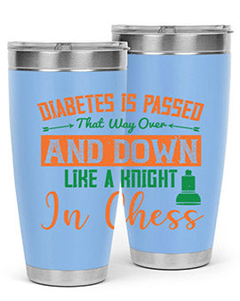 A stylish Diabetes-themed tumbler featuring a knight chess design, made of stainless steel with a copper lining, perfect for hot and cold beverages.