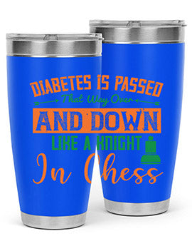 A stylish Diabetes-themed tumbler featuring a knight chess design, made of stainless steel with a copper lining, perfect for hot and cold beverages.