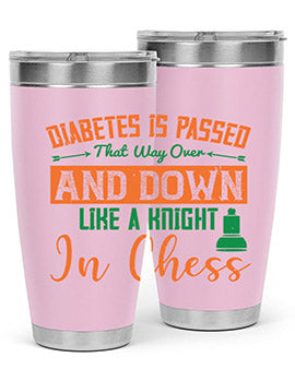 A stylish Diabetes-themed tumbler featuring a knight chess design, made of stainless steel with a copper lining, perfect for hot and cold beverages.