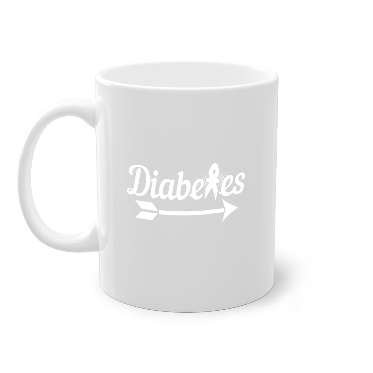Diabetes Style 43# Mug featuring a glossy finish, colorful handle, and interior, available in multiple colors and sizes.