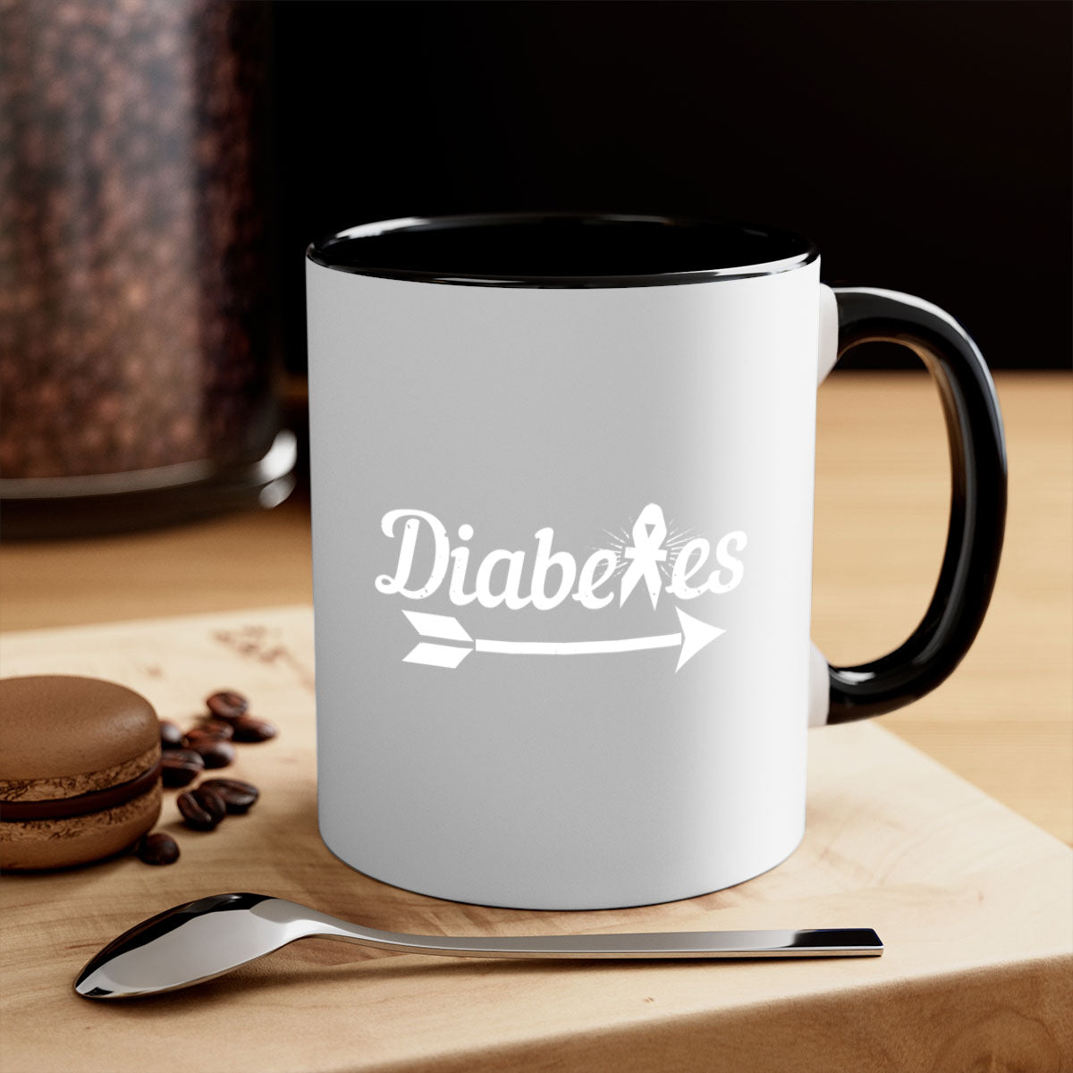 Diabetes Style 43# Mug featuring a glossy finish, colorful handle, and interior, available in multiple colors and sizes.