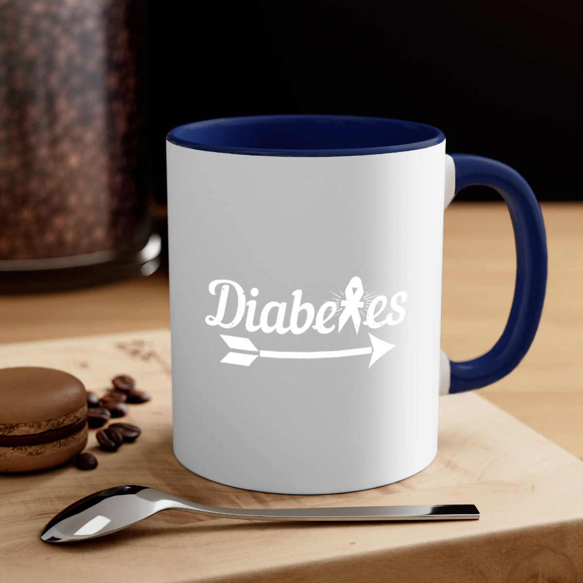 Diabetes Style 43# Mug featuring a glossy finish, colorful handle, and interior, available in multiple colors and sizes.