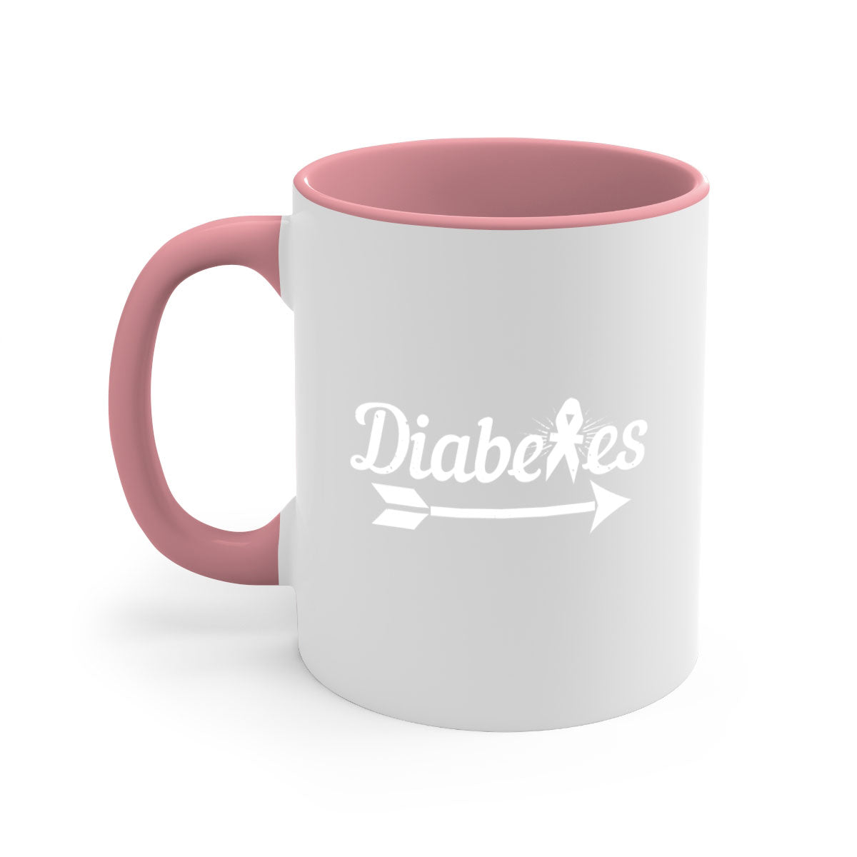 Diabetes Style 43# Mug featuring a glossy finish, colorful handle, and interior, available in multiple colors and sizes.