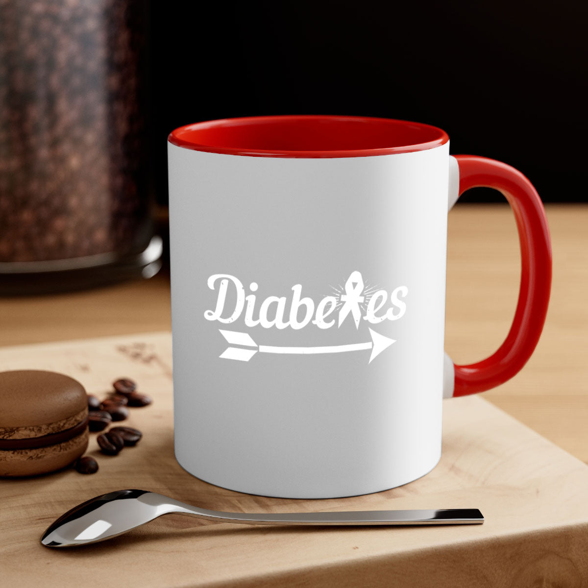 Diabetes Style 43# Mug featuring a glossy finish, colorful handle, and interior, available in multiple colors and sizes.