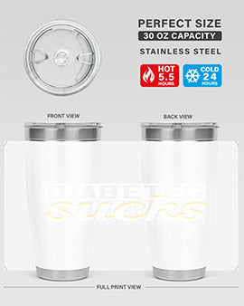 Diabetes Sucks Style 46# Tumbler in stainless steel with a vibrant print, designed for hot and cold beverages.