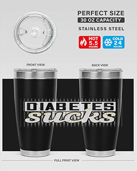 Diabetes Sucks Style 46# Tumbler in stainless steel with a vibrant print, designed for hot and cold beverages.