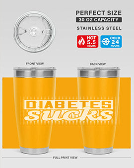 Diabetes Sucks Style 46# Tumbler in stainless steel with a vibrant print, designed for hot and cold beverages.
