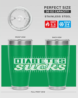 Diabetes Sucks Style 46# Tumbler in stainless steel with a vibrant print, designed for hot and cold beverages.