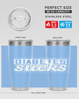 Diabetes Sucks Style 46# Tumbler in stainless steel with a vibrant print, designed for hot and cold beverages.