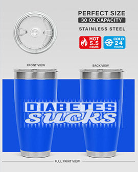 Diabetes Sucks Style 46# Tumbler in stainless steel with a vibrant print, designed for hot and cold beverages.