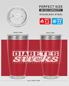 Diabetes Sucks Style 46# Tumbler in stainless steel with a vibrant print, designed for hot and cold beverages.