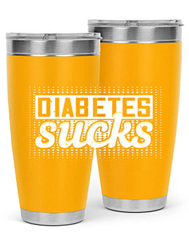 Diabetes Sucks Style 46# Tumbler in stainless steel with a vibrant print, designed for hot and cold beverages.