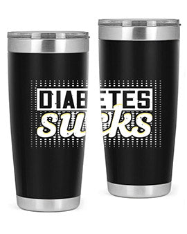 Diabetes Sucks Style 46# Tumbler in stainless steel with a vibrant print, designed for hot and cold beverages.