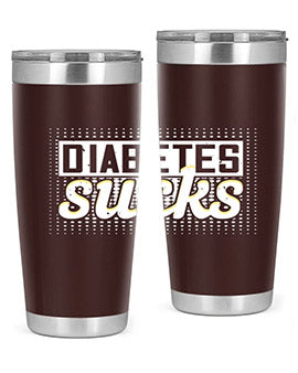 Diabetes Sucks Style 46# Tumbler in stainless steel with a vibrant print, designed for hot and cold beverages.