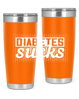 Diabetes Sucks Style 46# Tumbler in stainless steel with a vibrant print, designed for hot and cold beverages.
