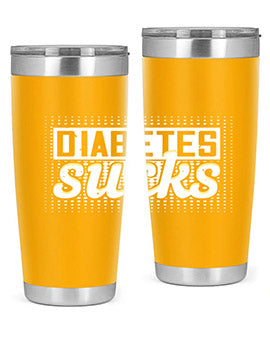 Diabetes Sucks Style 46# Tumbler in stainless steel with a vibrant print, designed for hot and cold beverages.