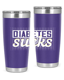 Diabetes Sucks Style 46# Tumbler in stainless steel with a vibrant print, designed for hot and cold beverages.