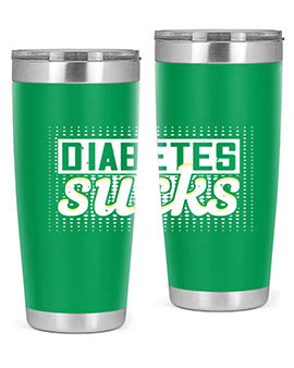Diabetes Sucks Style 46# Tumbler in stainless steel with a vibrant print, designed for hot and cold beverages.