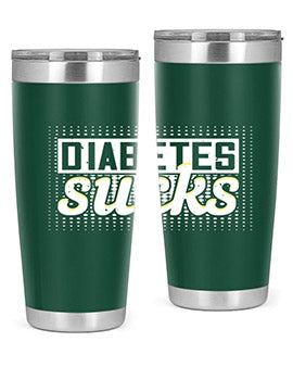 Diabetes Sucks Style 46# Tumbler in stainless steel with a vibrant print, designed for hot and cold beverages.