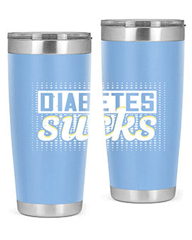 Diabetes Sucks Style 46# Tumbler in stainless steel with a vibrant print, designed for hot and cold beverages.