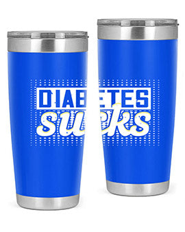 Diabetes Sucks Style 46# Tumbler in stainless steel with a vibrant print, designed for hot and cold beverages.