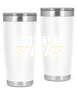 Diabetes Sucks Style 46# Tumbler in stainless steel with a vibrant print, designed for hot and cold beverages.