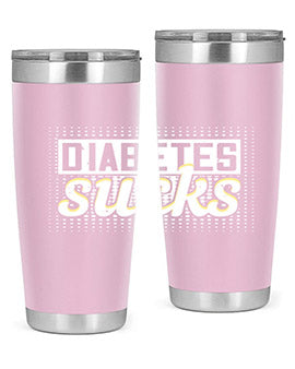 Diabetes Sucks Style 46# Tumbler in stainless steel with a vibrant print, designed for hot and cold beverages.