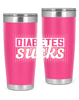 Diabetes Sucks Style 46# Tumbler in stainless steel with a vibrant print, designed for hot and cold beverages.