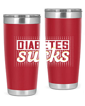 Diabetes Sucks Style 46# Tumbler in stainless steel with a vibrant print, designed for hot and cold beverages.