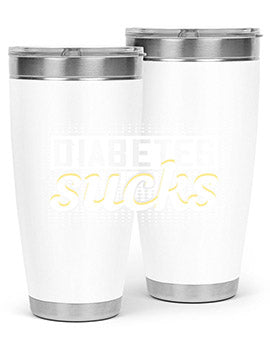 Diabetes Sucks Style 46# Tumbler in stainless steel with a vibrant print, designed for hot and cold beverages.