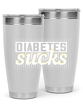 Diabetes Sucks Style 46# Tumbler in stainless steel with a vibrant print, designed for hot and cold beverages.
