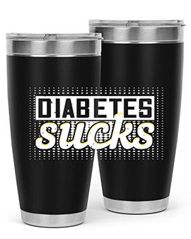 Diabetes Sucks Style 46# Tumbler in stainless steel with a vibrant print, designed for hot and cold beverages.